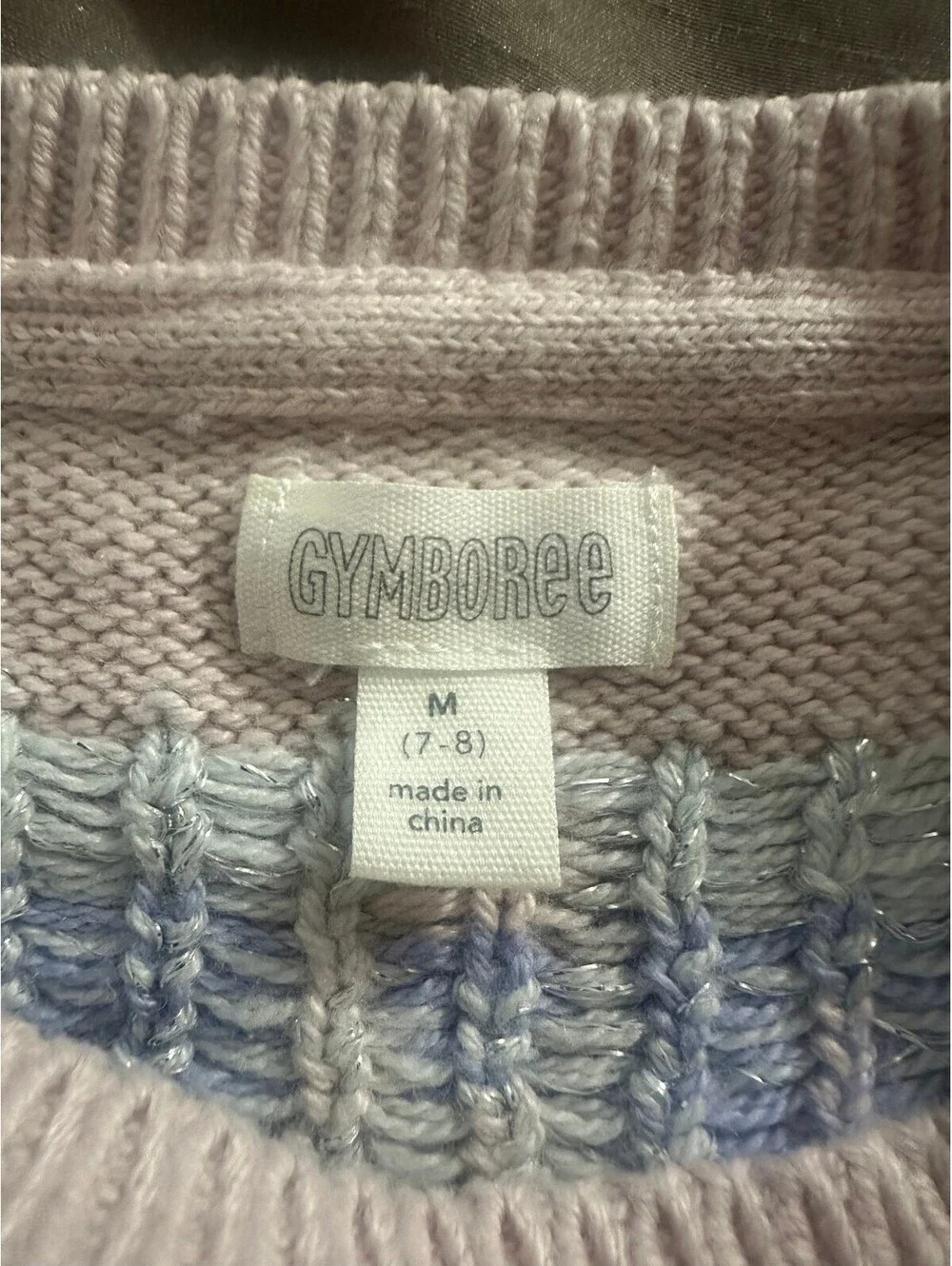 Gymboree pink periwinkle metallic chevron sweater dress M (7-8) holiday pastel